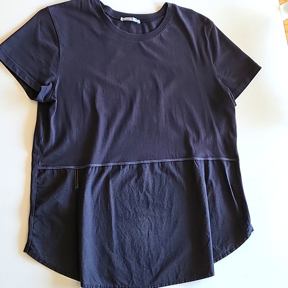 Zara | Pleated Detail Waist T-Shirt-Mixed fabric | Size L
